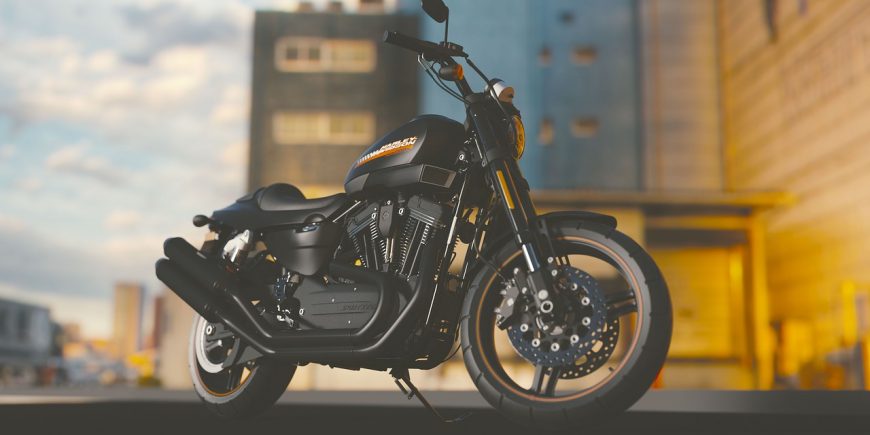 moto avec ville en arrière plan
